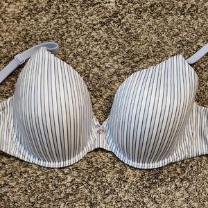 Victoria's Secret White and Blue Striped Bra